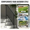 thumbnail image 6 of Handrails for Outdoor Steps, 3-4 Step Stair Hand Rail Kit, Transitional Iron Railings with Installation Kit, Stair Rails for Seniors, Concrete Steps & Porch & Deck, Black Arch, 6 of 9
