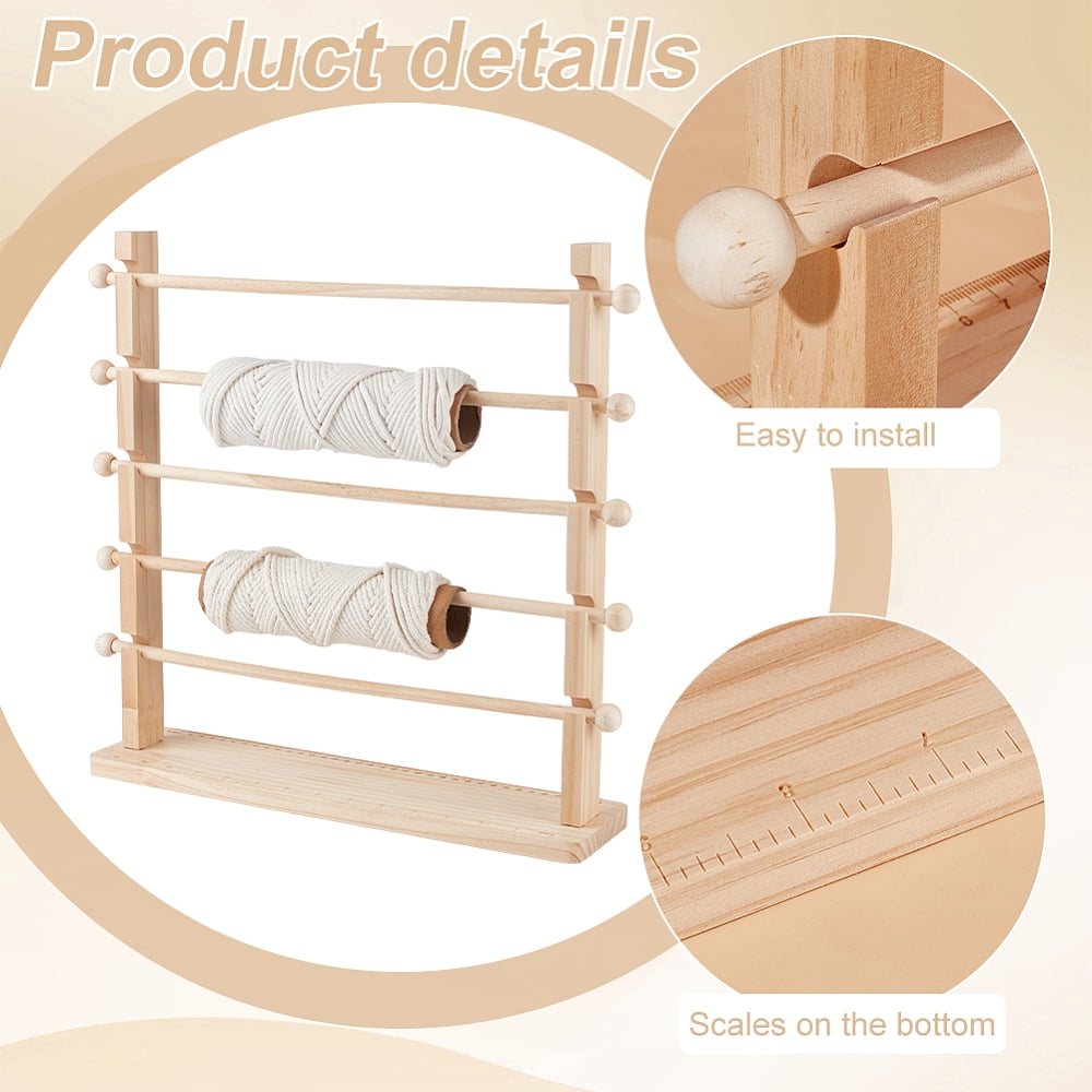 5 Tier Ribbon Holder Organizer Rack Wooden Ribbon Spool Holder Ribbon Organizer for Sewing Craft Wreath Mesh Thread Tape