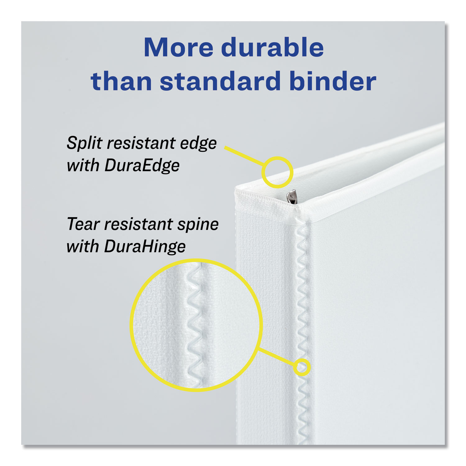 Avery Durable View Binder With Durahinge And Ezd Rings, 3 Rings, 5" Capacity, 11 X 8.5, White, (9901)