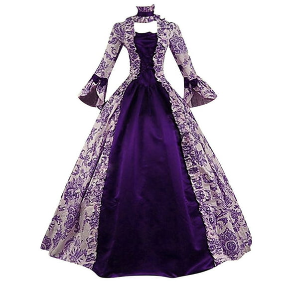 Kcodviy Cocktail Dresses for Women Gothic Dress Plus Size Plus Size Gothic Style Gothic Clothing Men Boots Vintage Midi Dress Croset Long Flare Sleeve A Gothic Teen Clothes Line Party Dress