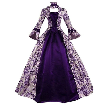 Rinsvye Dresses for Women Gothic Clothing Men Plus Size Gothic Womens Dress Style Vintage Midi Dress Croset Long Flare Sleeve Gothic Corset Dress A Line Party Dress