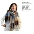 thumbnail image 7 of Eoperou Women Winter Scarf Color Matching Tassel Wide Long Plaid Print Thick Sock Warm Windproof Decorative Washable Lady Neck Wrap Shawl, 7 of 7