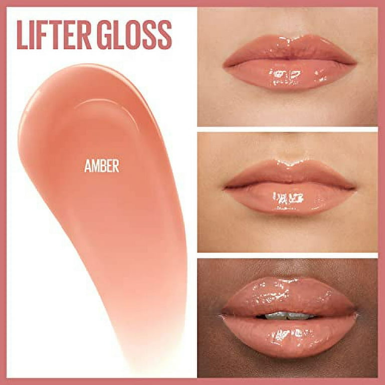 Maybelline Lifter Gloss, Hydrating Lip Gloss with Hyaluronic Acid, High  Shine for Fuller Looking Lips, XL Wand, Amber, Cream Neutral, 0.18 Ounce