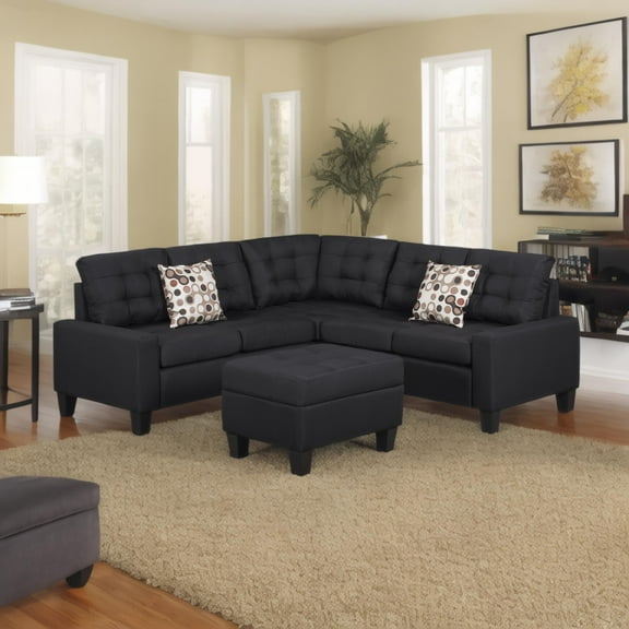 6-Piece Upholstered Sectional ,Black