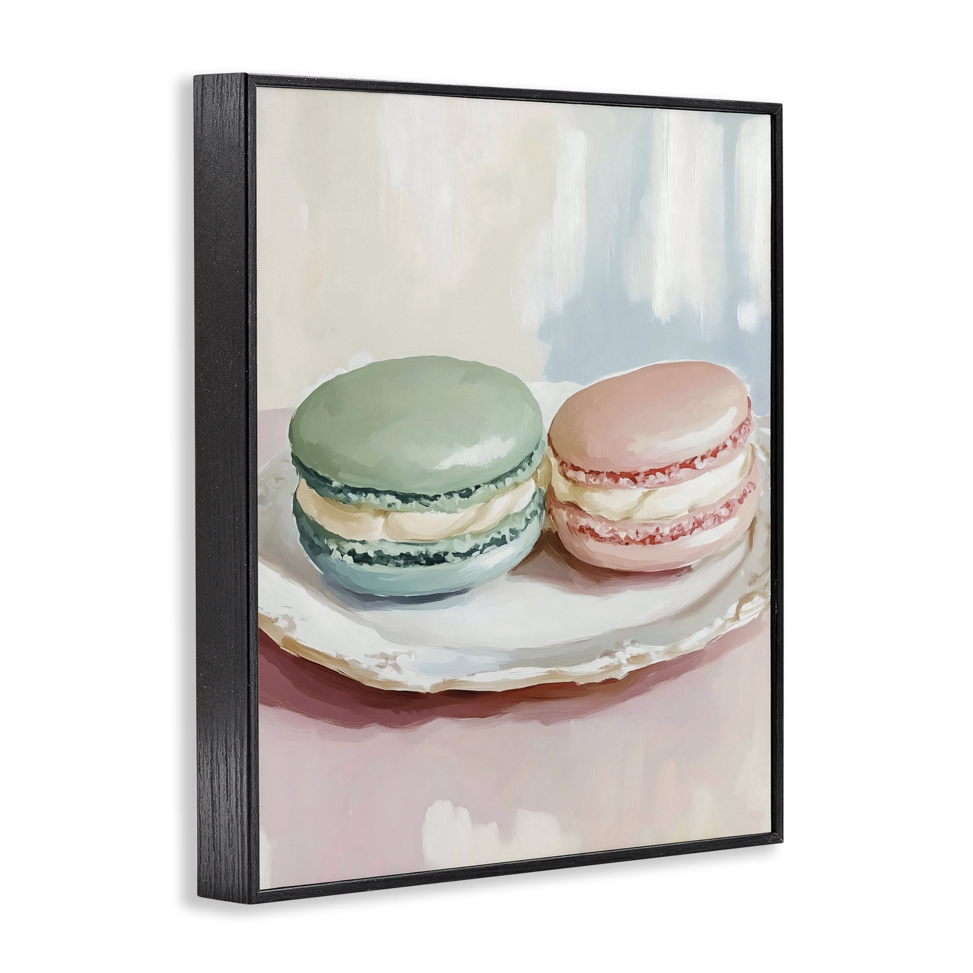 Stupell Industries Pastel Macarons on Plate Black Framed Giclee Art, design by The Prints Vibe