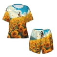 thumbnail image 4 of Lsque Clear Sky Sunflower Women's Short-Sleeved Pajama Set - 2 Piece Soft and Lightweight Sleepwear Set-Large, 4 of 9