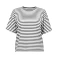 thumbnail image 5 of FAIWAD Summer Tops for Women Striped Tie Back Short Sleeve Crew Neck T Shirts Casual Going Out Blouses, 5 of 9