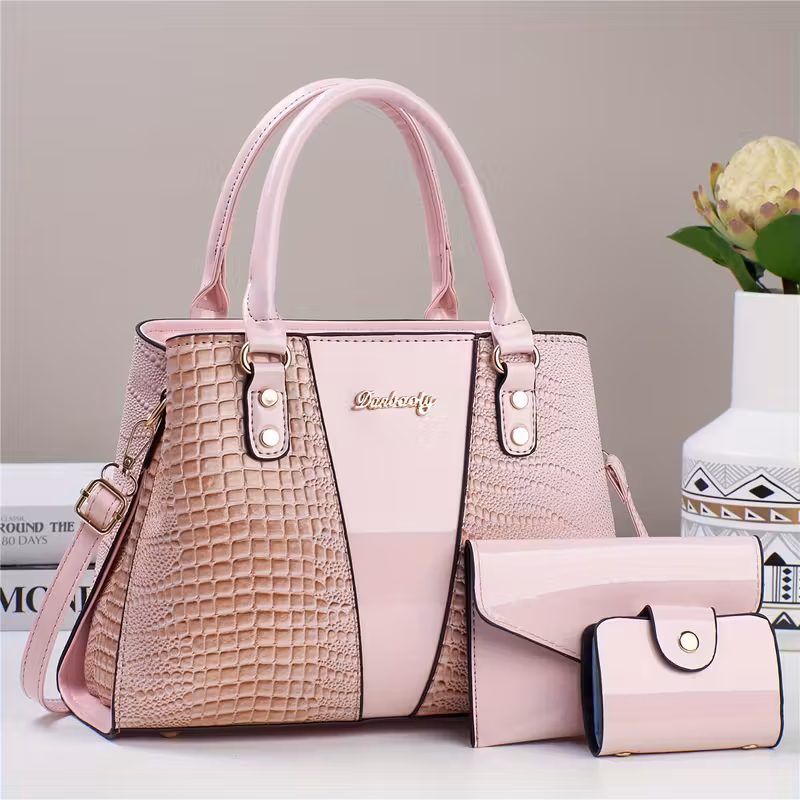 thumbnail image 6 of 3pcs Set PU Crocodile Embossed Women'S Bag Set, Lightweight Women'S Shoulder Bag, Crossbody Bag, Large Capacity Women'S Handbag, 6 of 10