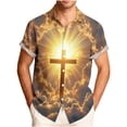 thumbnail image 2 of COSFO Button Down Shirts for Men Short Sleeve Easter Cross Tops Collared Loose Fit Stretch Men Shirts, 2 of 6