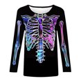 thumbnail image 5 of Gunia Halloween Womens Tshirts Pumpkin Graphic Print Long Sleeve Crew Neck Casual Thanksgiving Tops Tee Shirts Purple M-3Xl, 5 of 5