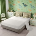 thumbnail image 4 of Erosebridal Cartoon Dinosaur Print Bedding Comforter Set for Kids, Olive Green White King Bedding Sets, 4 of 6
