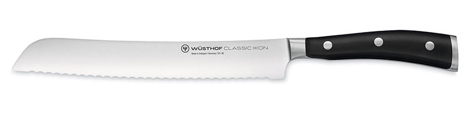 Wusthof Classic Ikon 9" Double-Serrated Bread Knife, Black, Stainless (1040331123)