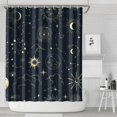 thumbnail image 2 of Goth Bathroom Shower Curtain, Celestial Moon and Sun Print, Cosmic Starry Night Gothic Aesthetic Fabric, Witchy Astrology Vibe, Waterproof Curtain 72x84 with Hooks, 2 of 5