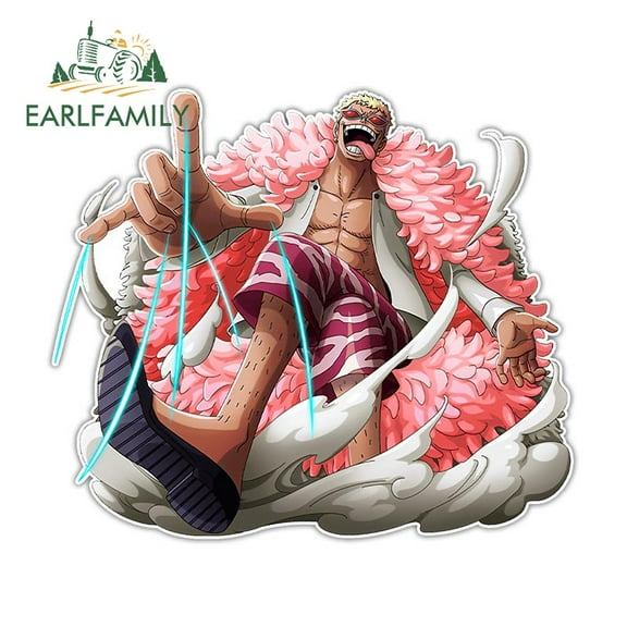EARLFAMILY 5.1 in Car Stickers for Donquixote Doflamingo ONE PIECE Decal Anime Trunk Laptop Campervan Windows Vinyl Decor