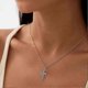 thumbnail image 3 of 14K Gold Plated Crown Cross Necklace Diamond Accent, 3 of 5