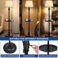 thumbnail image 3 of Uforic 57'' Vintage Metal Floor Lamp with Tray, Linen Shade, Weighted Base, and Rotary Switch for Bedroom, Living Room, Office, Study (Bulbs not Included), 3 of 5