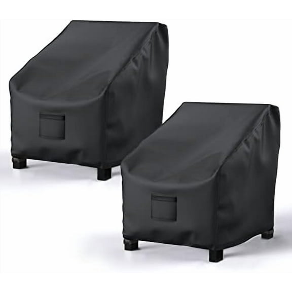 Patio Chair Covers for Outdoor Furniture Waterproof 2 Pack, Lawn Chair Covers 600D Heavy Duty Oxford Cloth, Large Covers for Lounge Lawn Deep Seat Black 35"W×38"D×31"H