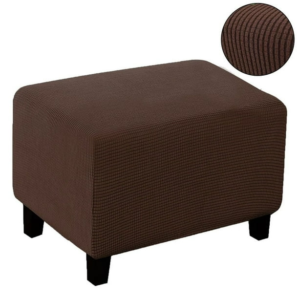 Goory Rectangle Footstool Cover Stretch Ottoman Slipcovers Textured Washable Storage Footrest