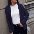 thumbnail image 4 of Baqcunre Women's V-Neck Solid Thick Needle Hooded Cotton Knited Long Sleeves Loose Cardigan Coats for Women Long Cardigan Jackets for Women Cardigan for Women,Navy,M, 4 of 8