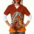 thumbnail image 2 of WMTBSRSW V Neck Print Scrub Tops for Women Thankgiving Short Sleeve Scrub Shirts Stretchy Funny Turkey Graphic Holiday Nurse Uniform with 2 Pockets, 2 of 6