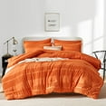 thumbnail image 2 of Flymme Orange Comforter Set Queen Size Boho Bedding Shabby Chic 7-Piece Bed in a Bag Pom Pom Textured Comforter Set with Sheets for All Season, 2 of 8