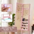thumbnail image 2 of LIVIZA Mirrored Standing Jewelry Armoire Cabinet with Hooks & Storage Shelves, Full-Length Mirror Jewelry Organizer,Pink, 2 of 8