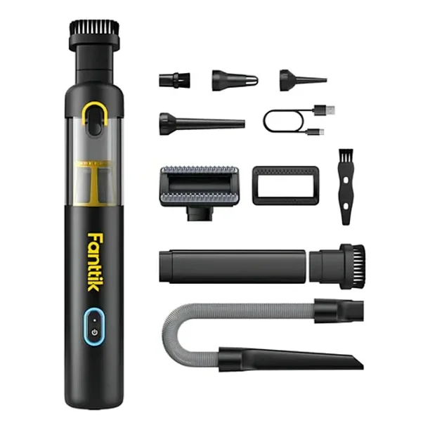 Fanttik Slim V8 Apex Aspiradora de coche, 19000 PA, mini aspiradora portátil 4 en 1, carga rápida tipo C de 2.5 horas, tiempo de ejecución, aspiradora de mano RobustClean™ para coche, hogar, limpieza