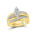 thumbnail image 2 of 10kt Yellow Gold His Hers Round Diamond Cluster Matching Wedding Set 1/3 Cttw, 2 of 5