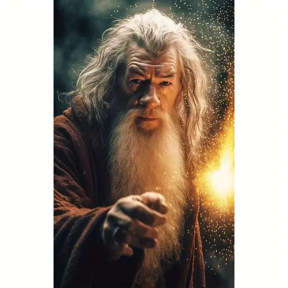 The Lord of The Rings Gandalf 5D Diamond Painting Tools for Adults DIY Diamond Art Tools for Beginners with Round Full Diamond Diamond Gemstones Home Wall Painting Art Decoration Gift Artwork