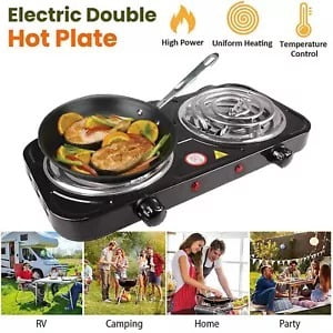 XEENSO 2000W Portable Kitchen Electric Double Burner Hot Plate Cooktop Cooking Stove