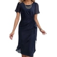 thumbnail image 2 of Daznico Robes Élégantes pour Femmes, Robe de Cocktail Élégante pour Femmes à Col Rond en Mousseline, Robe de Soirée pour Mariage, Vacances, Rendez-Vous du Soir, Été, Décontracté, Occasion Formelle, Robes pour Femmes Qui Camouflent le Ventre, 2 of 9