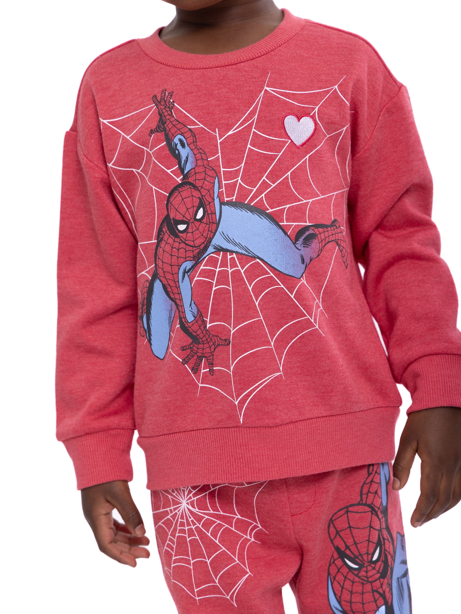 Toddler Boy Spiderman Valentine?s Day Crewneck Sweatshirt and Joggers Set, 2-Piece Set, Sizes 12M-5T
