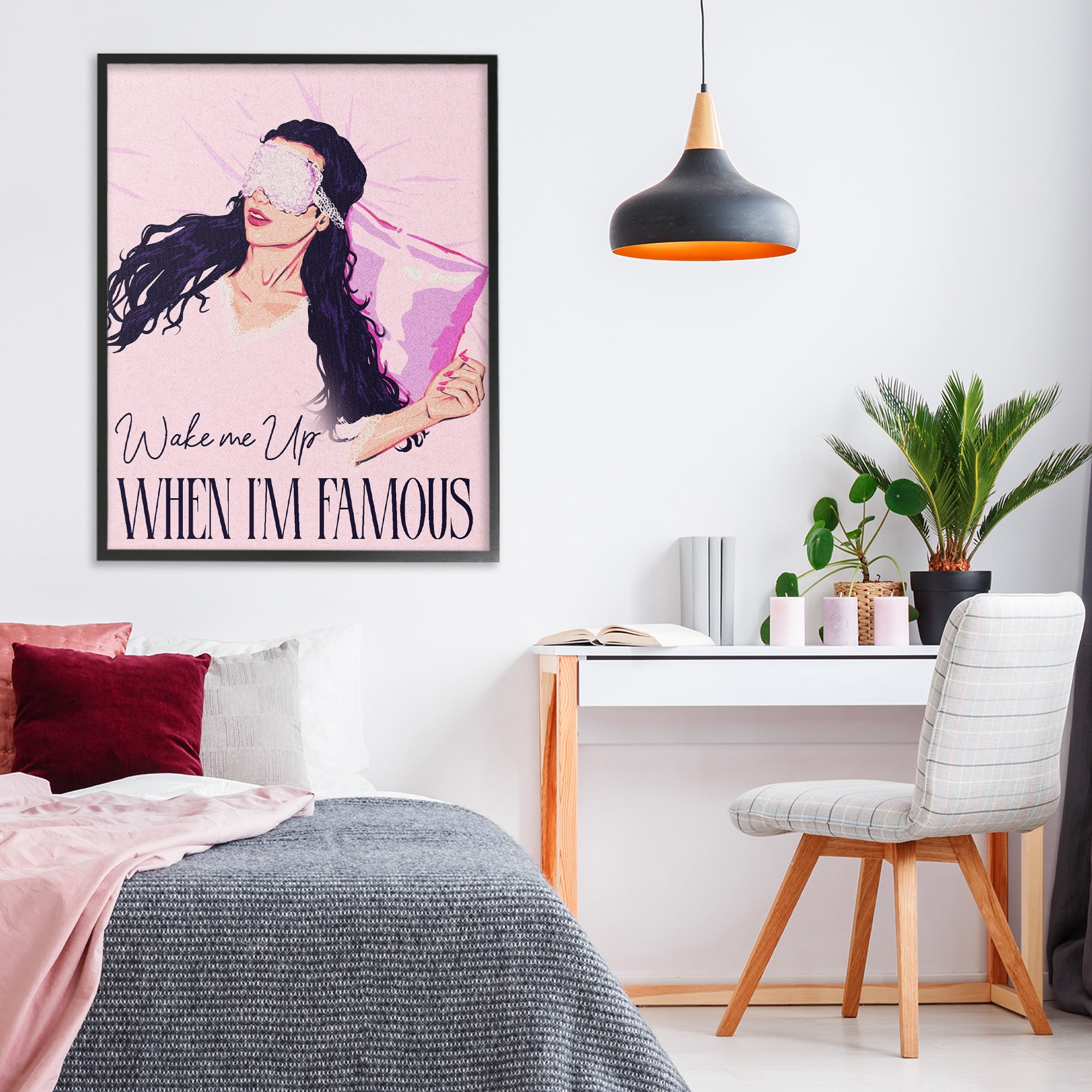 Stupell Industries Wake Me Up When Famous Black Framed Giclee Art, design by Ziwei Li