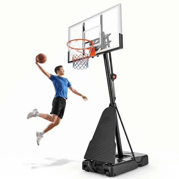 Naipo In Ground Basketball Hoop 54” Basketball Goal Stand Pull Lift Adjustment Height Adjustable 8ft - 10ft with Wheels for Youth Adult Outdoor Use