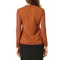 thumbnail image 4 of MODA NOVA Junior's Lace Floral Panel Long Sleeves Blouse Brown Red XL, 4 of 7