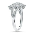 thumbnail image 3 of Diamond Princess 10kt White Gold Womens Round Diamond Rectangle Cluster Split-shank Ring 1/4 Cttw, 3 of 4