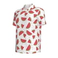 thumbnail image 2 of Balery Hand Drawn Watermelon Printed Men’s Short Sleeve Polo Shirt, Midweight Men's Shirt,Golf Polo shirts -, 2 of 9