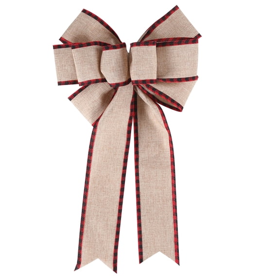 Kokovifyves Holiday Decor Christmas Large Bow Double Layer Linen Bow Christmas Tree Decoration Bow