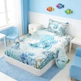 thumbnail image 2 of Manfei Watercolor Underwater Letter S Axolotl Sea Turtle Twin Sheet Sets for Kids Boys and Girls, Nautical Alphabet Print Bedding 3pcs, 1 Flat Sheet, 1 Fitted Sheet and 1 Pillowcase, 2 of 6