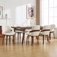 thumbnail image 6 of Fahomiss Swivel Dining Chairs Set of 6, Mid-Century Modern White Leather Kitchen Chairs with Bentwood Legs, 6 of 8