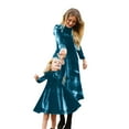 thumbnail image 2 of FYMNSI Mommy and Me Velvet Dresses Long Sleeve Fall Winter Ruffle Dress Vintage Family Matching Outfit Mom-XL Blue, 2 of 8