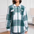 thumbnail image 2 of Womens Flannel Plaid Shacket Jacket Fleece Sherpa Lined Button Down Tartan Trench with Pocket Fashion Coat, 2 of 6