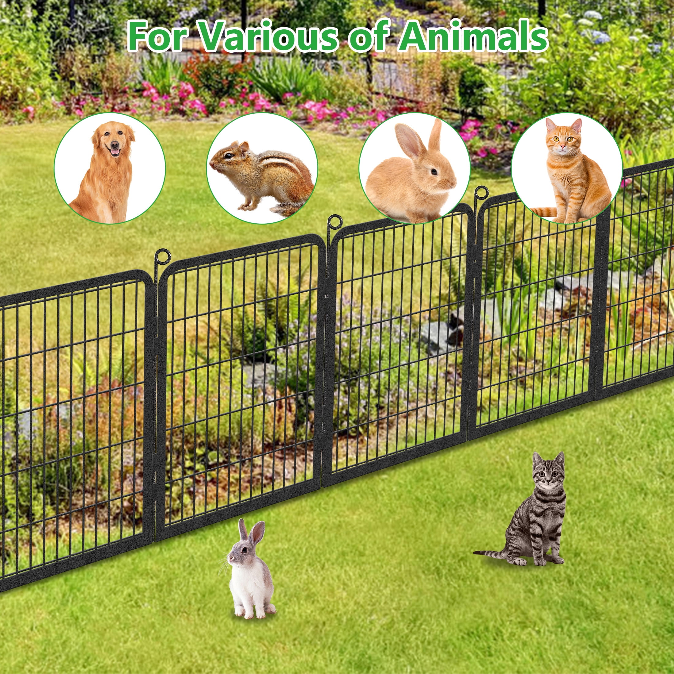 Garden Fence 45ft(L)×40in(H) No Dig Fence Panels with Gate Fencing for Yard Animal Barrier Decorative Garden Fencing for Backyard Patio Garden Fences and Borders for Dogs