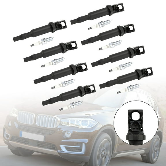 8X Ignition Coil  Spark Plugs UF592 For BMW 550 650 750i X5 X6 4.4L
