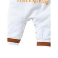 thumbnail image 6 of Qtinghua Newborn Baby Girl Boy Thanksgiving Day Romper Striped &Turkey Print Hooded Bodysuit Jumpsuit Fall Clothes Orange 6-12 Months, 6 of 7