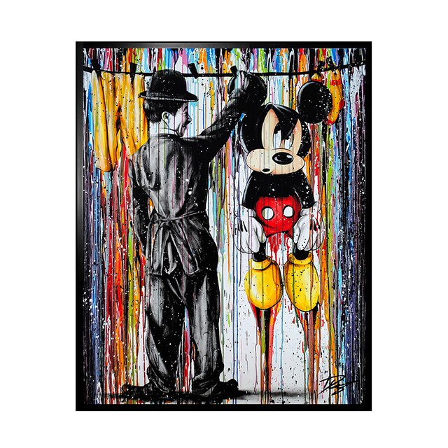Disney Graffiti Art Canvas Paintings Mickey Mouse and Donald Duck Street Art Poster and Print Wall Art Picture for Home Decor13x18cm Unframed Gao Jinjia LED