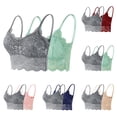 thumbnail image 3 of Ahdbta 2/3/5 Pack Bralettes for Women Floral Lace Wireless Bra V Neck Racerback Crop Top Adjustable Spaghettic Strap Camisole Bras, 3 of 3