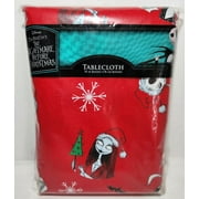 Disney The Nightmare Before Christmas Jack Skellington Sandy Claws, Sally and Zero Red Tablecloth - 70 Inches Round