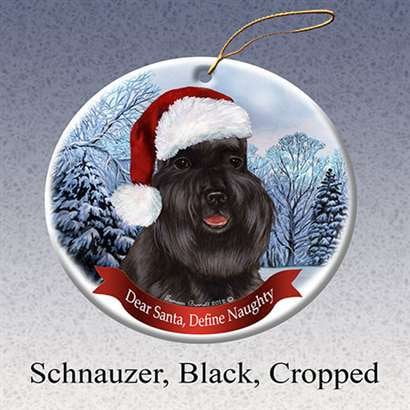 SCHNAUZER Grey Cropped Dog Gift Box Holiday Christmas ORNAMENT 