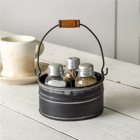 

CTW Home 811322BG Round Bucket Salt Pepper & Toothpick Caddy - Black